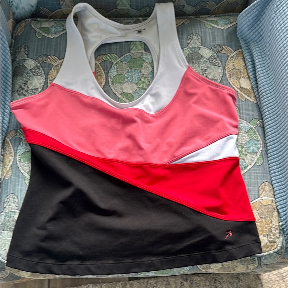 Ativa Women's Muscle Tee - Red, Coral, Black, White with shelf bra